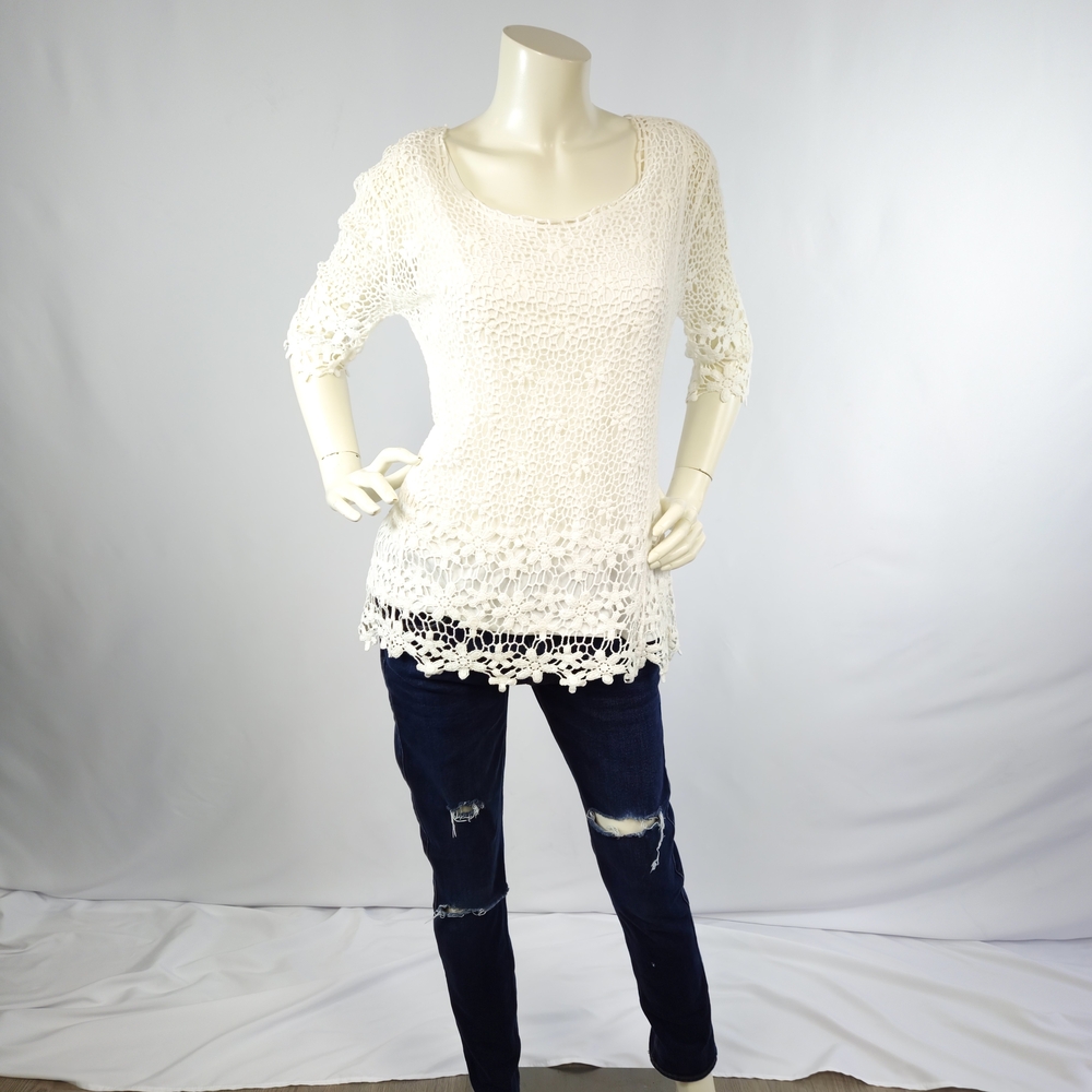 Christopher & Banks Cream Lace Blouse